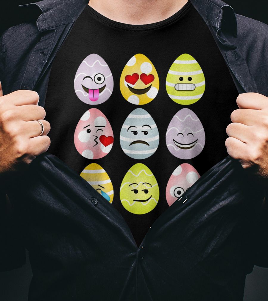 Easter Egg Emoji Faces Fun Expressions T-Shirt