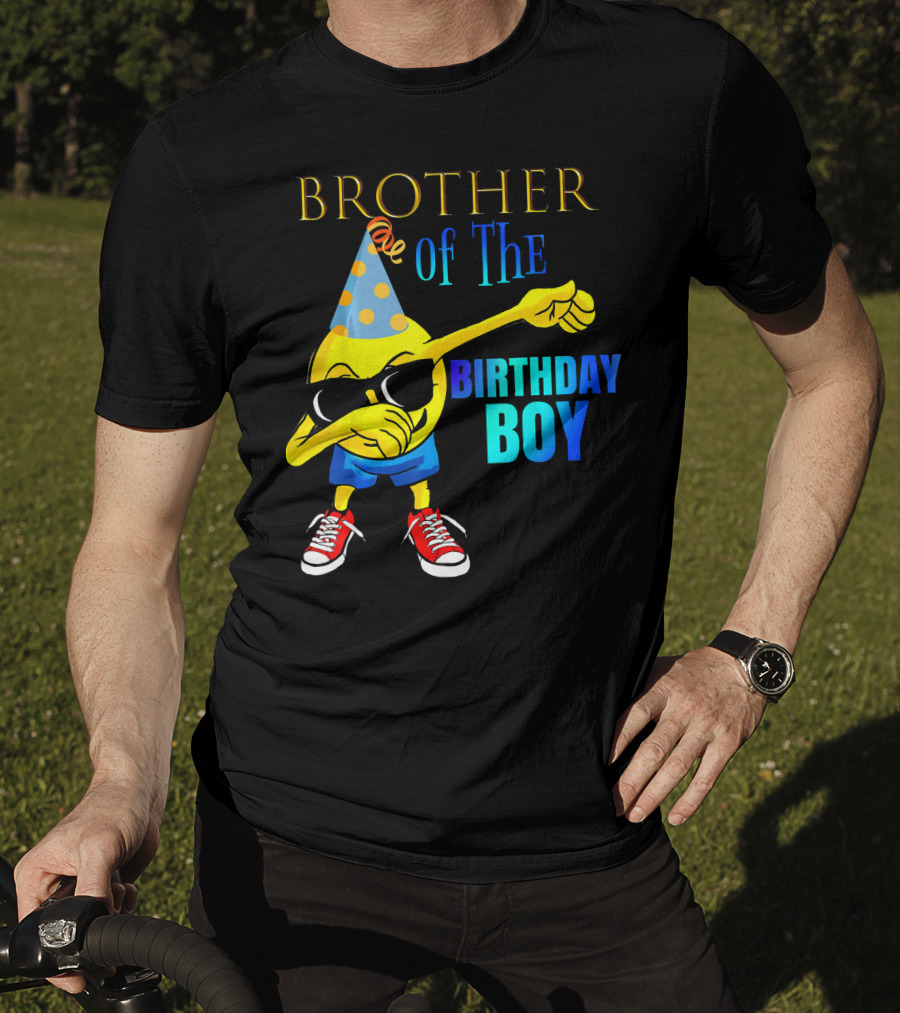 BROTHER Of The Birthday Boy Dabbing Emoji Party Hat Sunglasses Sneakers T-Shirt