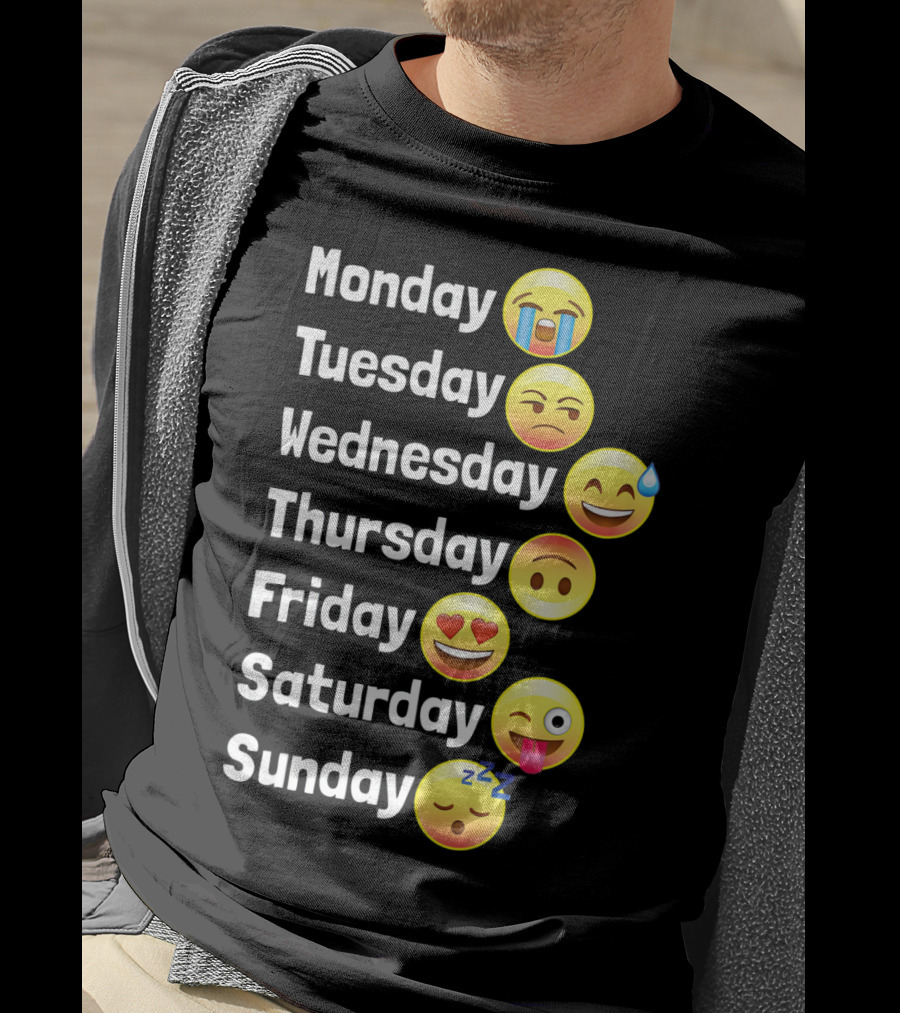 Monday Tuesday Wednesday Thursday Friday Saturday Sunday Emoji Faces T-Shirt