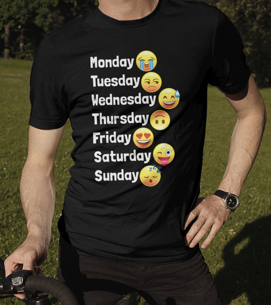 Monday Tuesday Wednesday Thursday Friday Saturday Sunday Emoji Faces T-Shirt