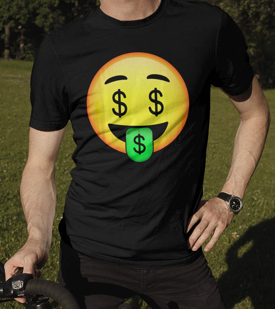 HD Emoji Money Mouth Face Dollar Symbol Eyes Green Tongue T-Shirt