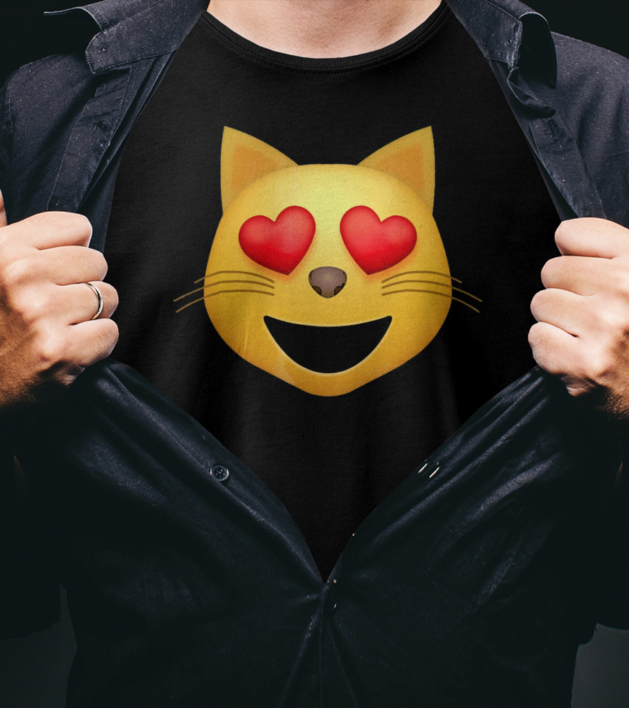 Smiling Cat Face With Heart Eyes Emoji T-Shirt