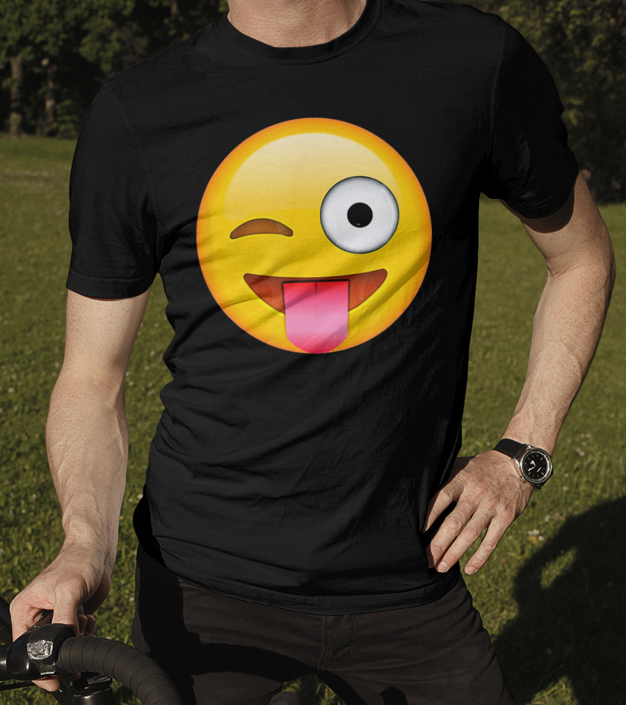 Face Emoticon Tongue Out Emoji Wink T-Shirt