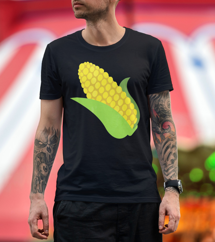 Emoji Corn on the Cob Yellow Kernels Green Husk T-Shirt