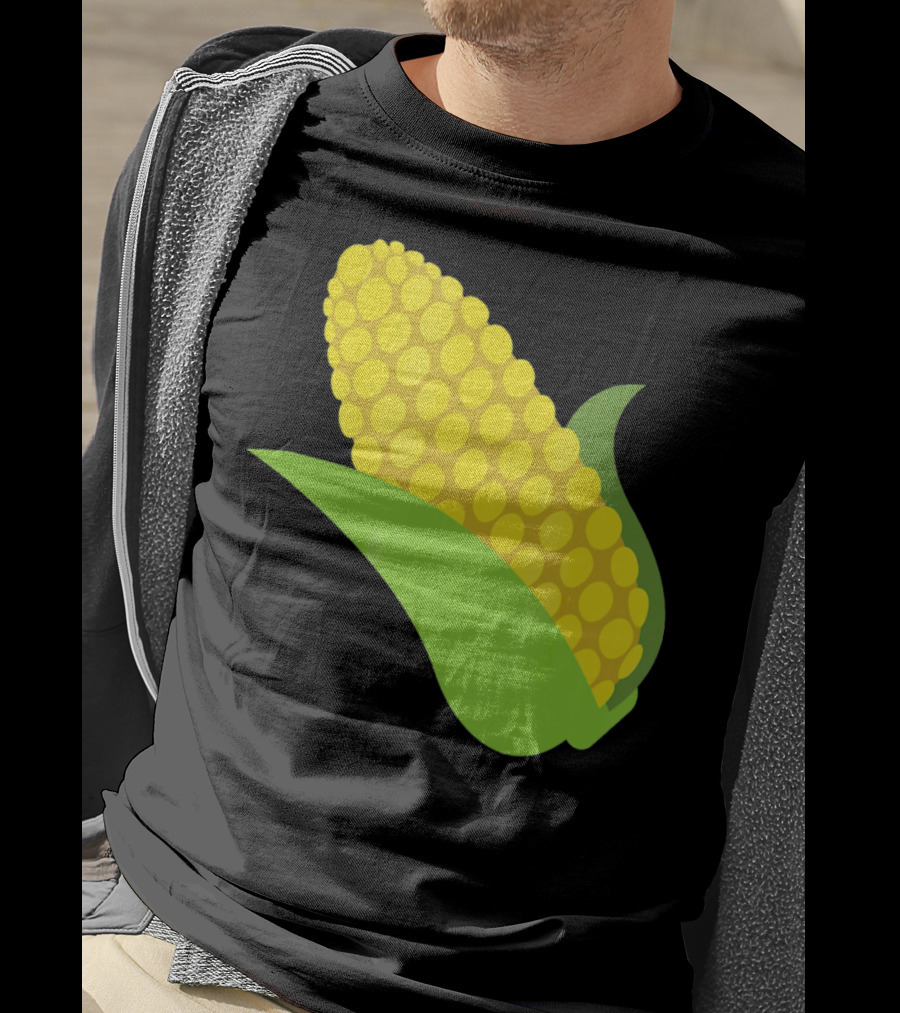 Emoji Corn On The Cob Yellow Kernels Green Husk T-Shirt