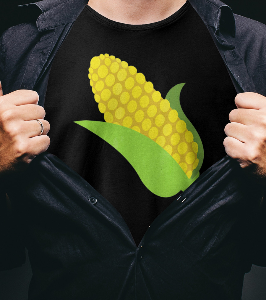 Emoji Corn On The Cob Yellow Kernels Green Husk T-Shirt