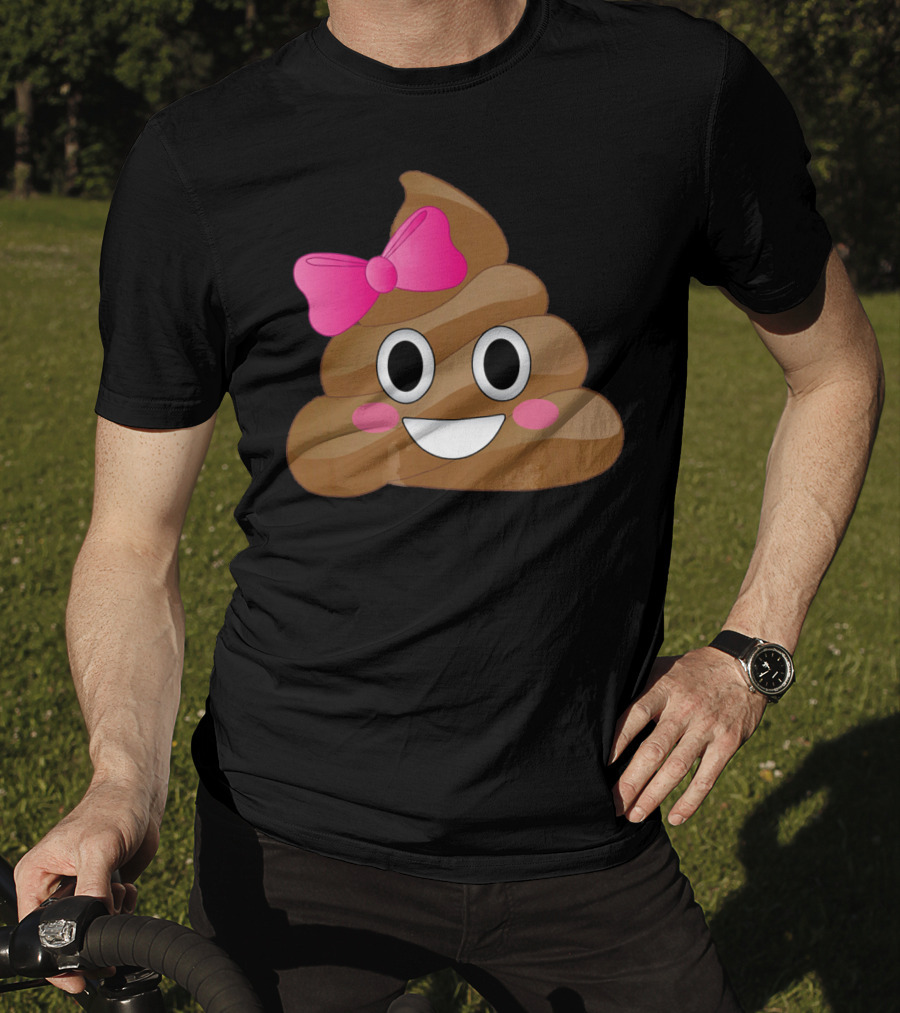 Cute Pink Bow Emoji Funny Smiling Cutie Poo T-Shirt