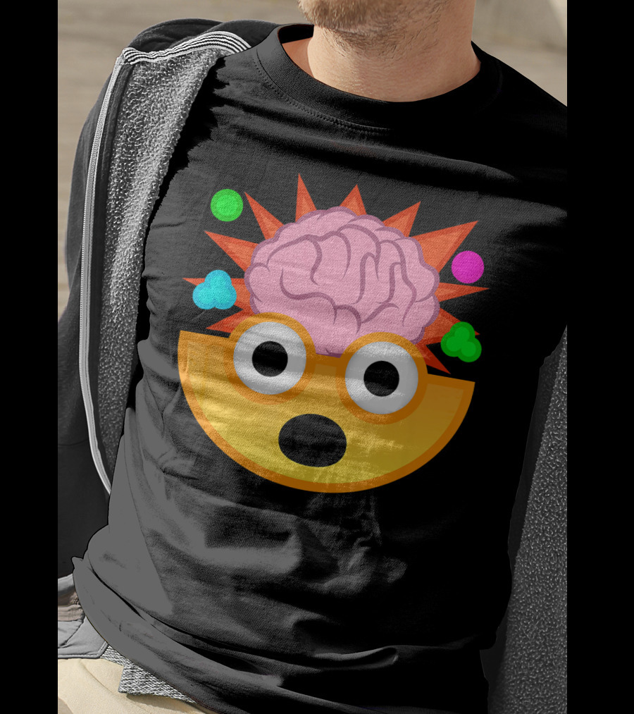 Mind Blown Face Emoji Exploding Brain With Glasses T-Shirt