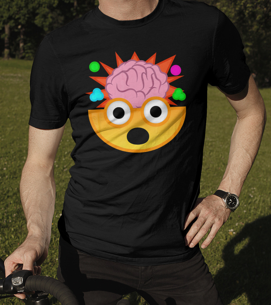 Mind Blown Face Emoji Exploding Brain With Glasses T-Shirt