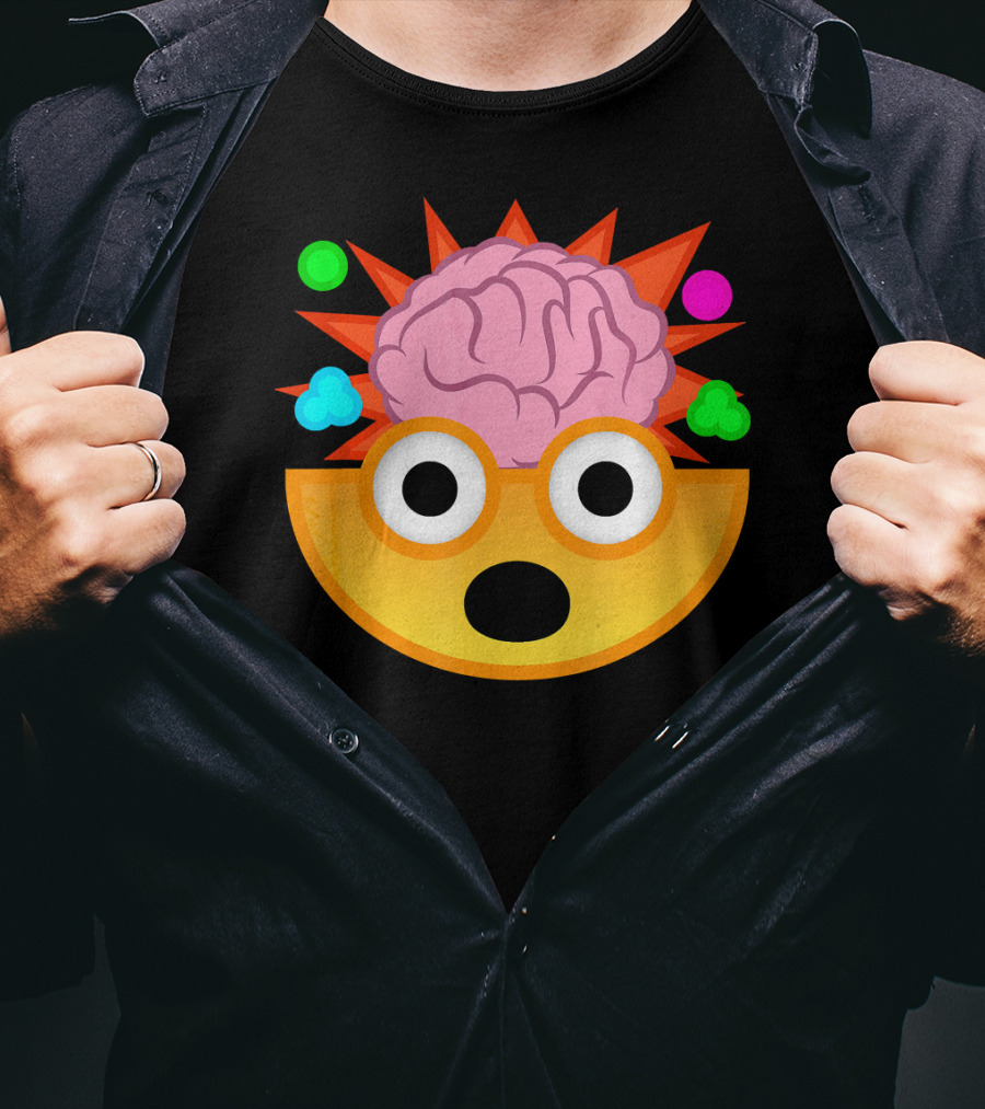 Mind Blown Face Emoji Exploding Brain With Glasses T-Shirt