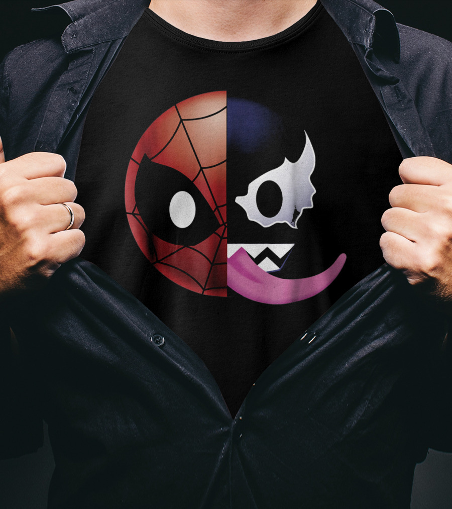 Marvel Spider Man Venom Split Face Emoji T-Shirt