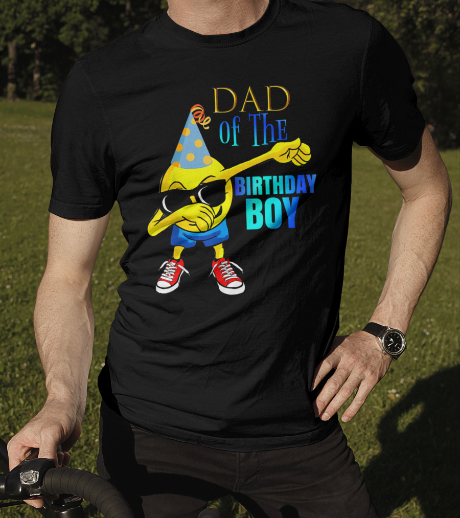 Dad Of The Birthday Boy Cool Dancing Dabbing Emoji T-Shirt