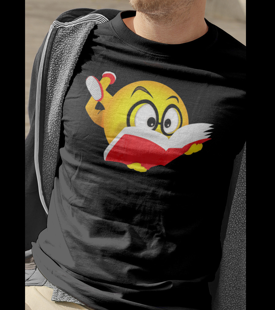 Nerdy Reading Emoji Glasses Book T-Shirt