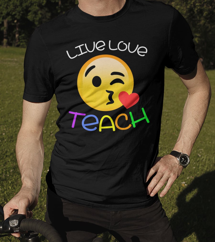 LIVE Love Teach Emoji Hearts T-Shirt