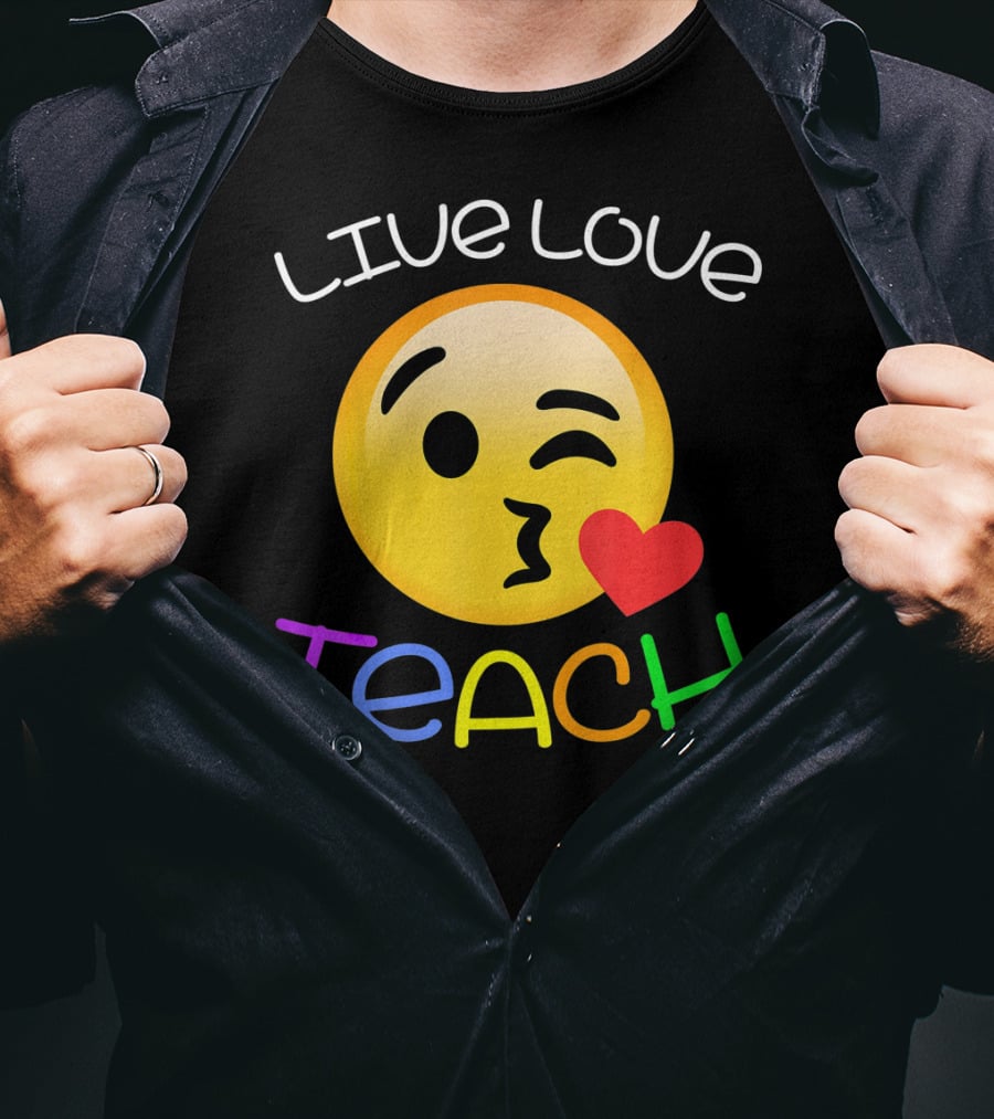 LIVE Love Teach Emoji Hearts T-Shirt