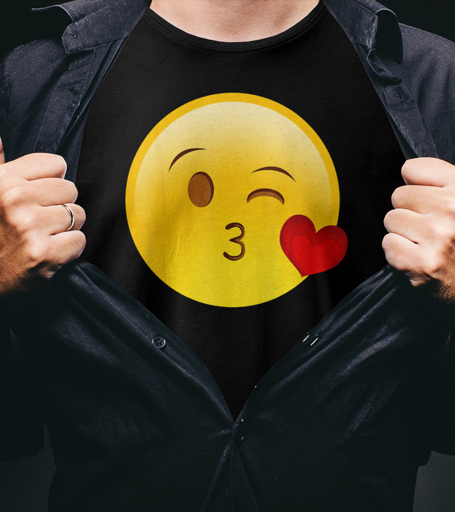 Emoji Throwing A Kiss Puckered Lips Blow Winking Face With Heart T-Shirt