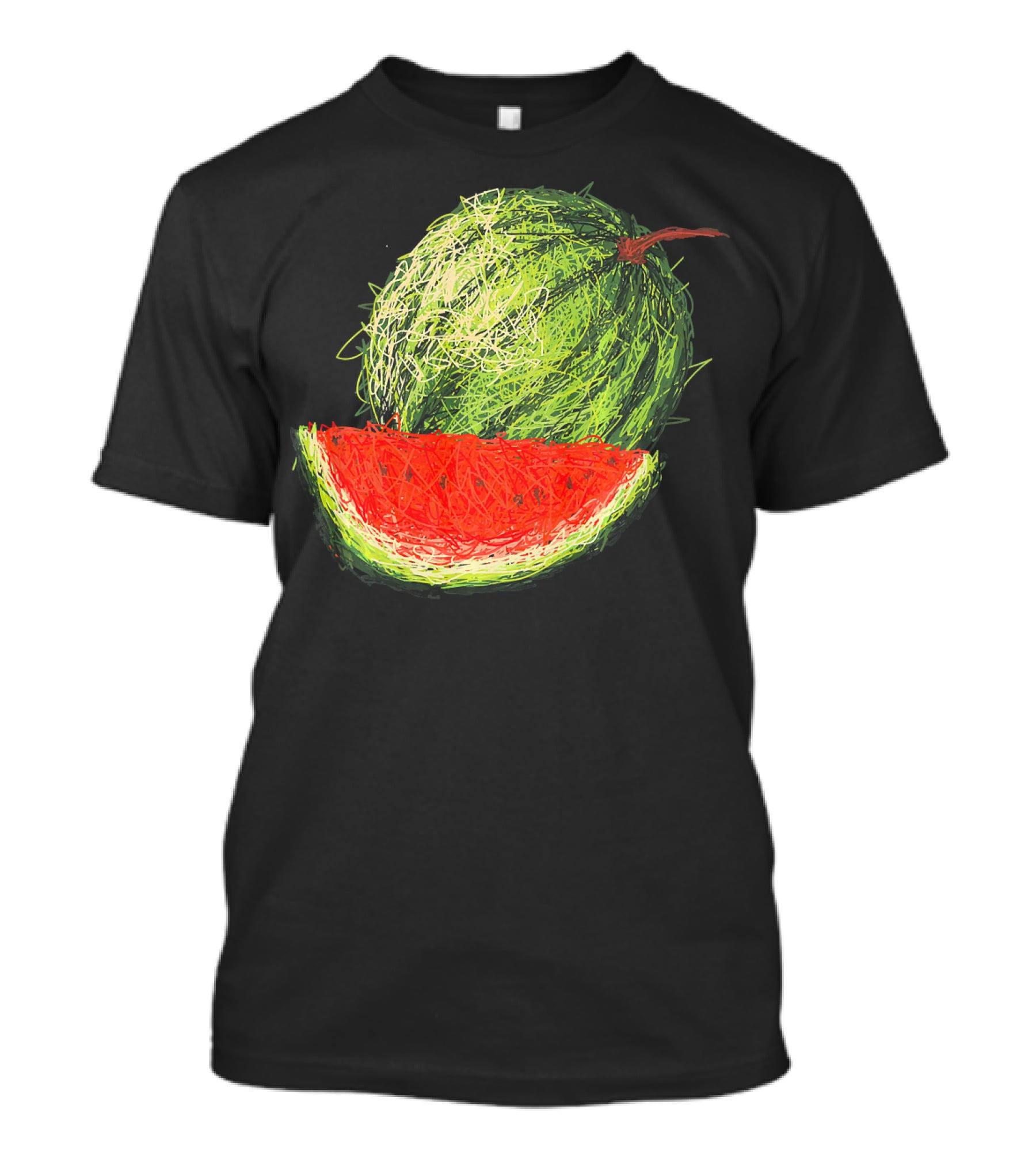 Huge Watermelon Fruit Sketch T-Shirt