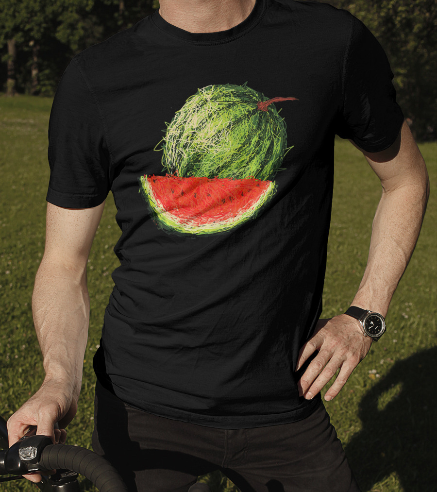 Huge Watermelon Fruit Sketch T-Shirt