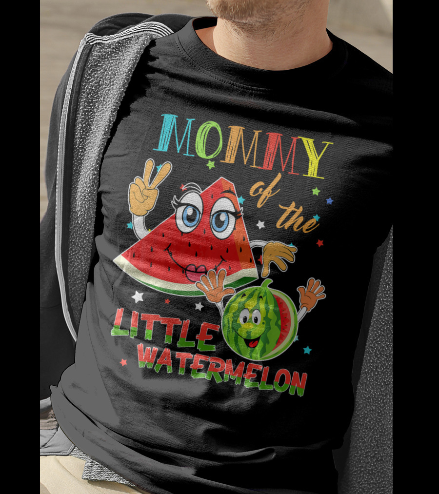 Mommy Of The Little Watermelon Funny Matching Birthday T-Shirt