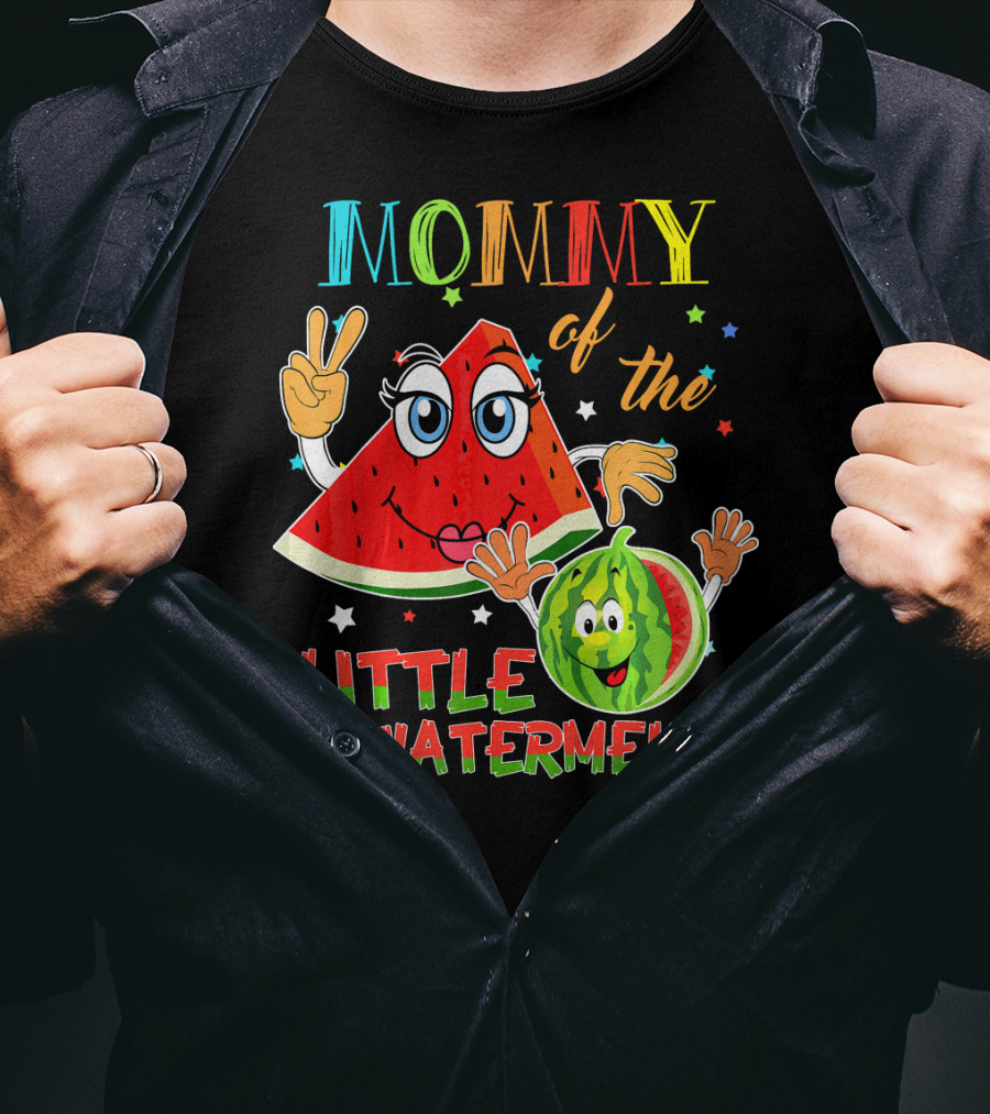 Mommy Of The Little Watermelon Funny Matching Birthday T-Shirt