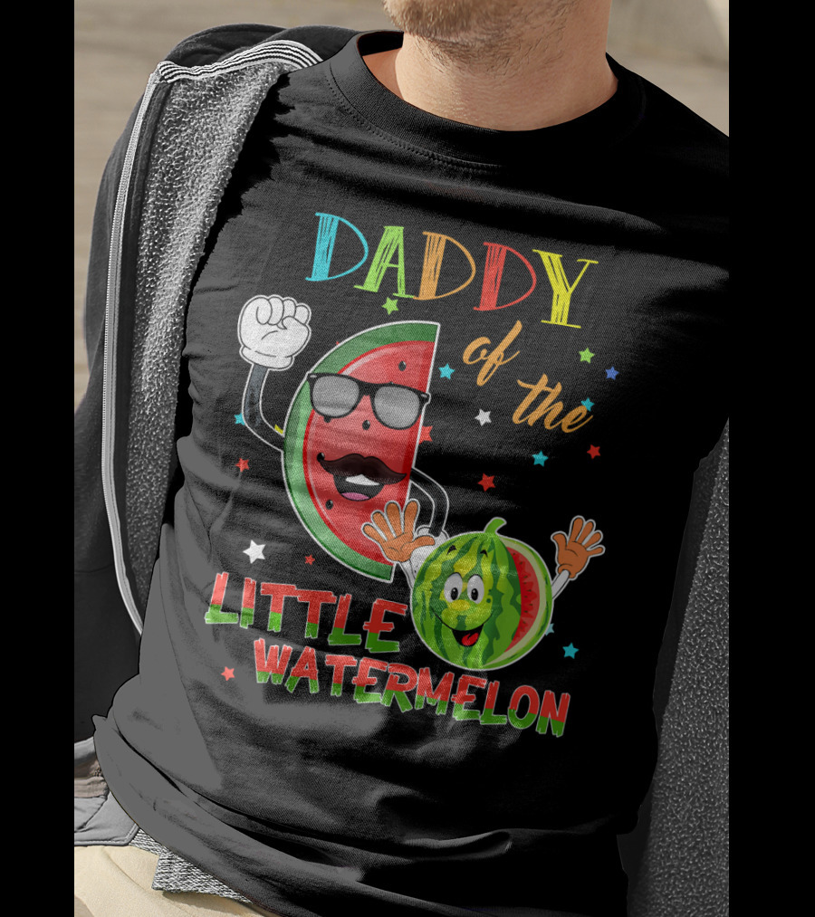 Daddy Of The Little Watermelon Funny Matching Birthday T-Shirt