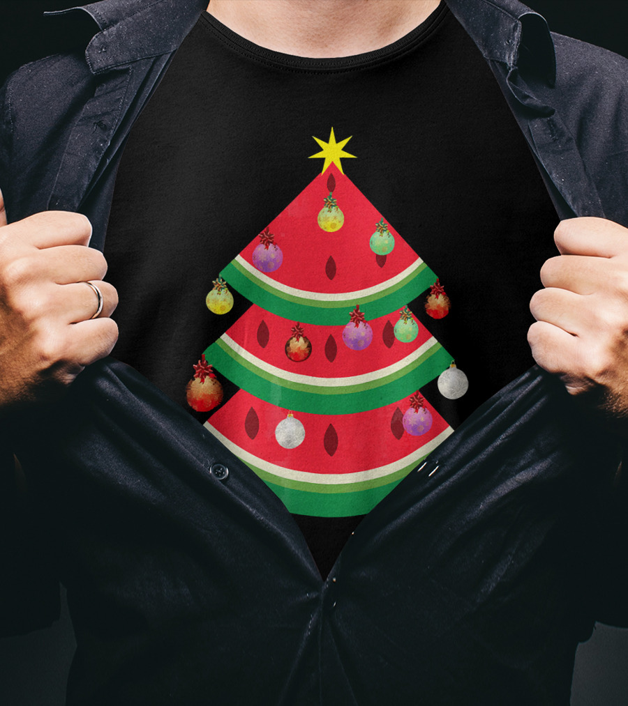Watermelon Tree Merry Christmas Ornaments T-Shirt