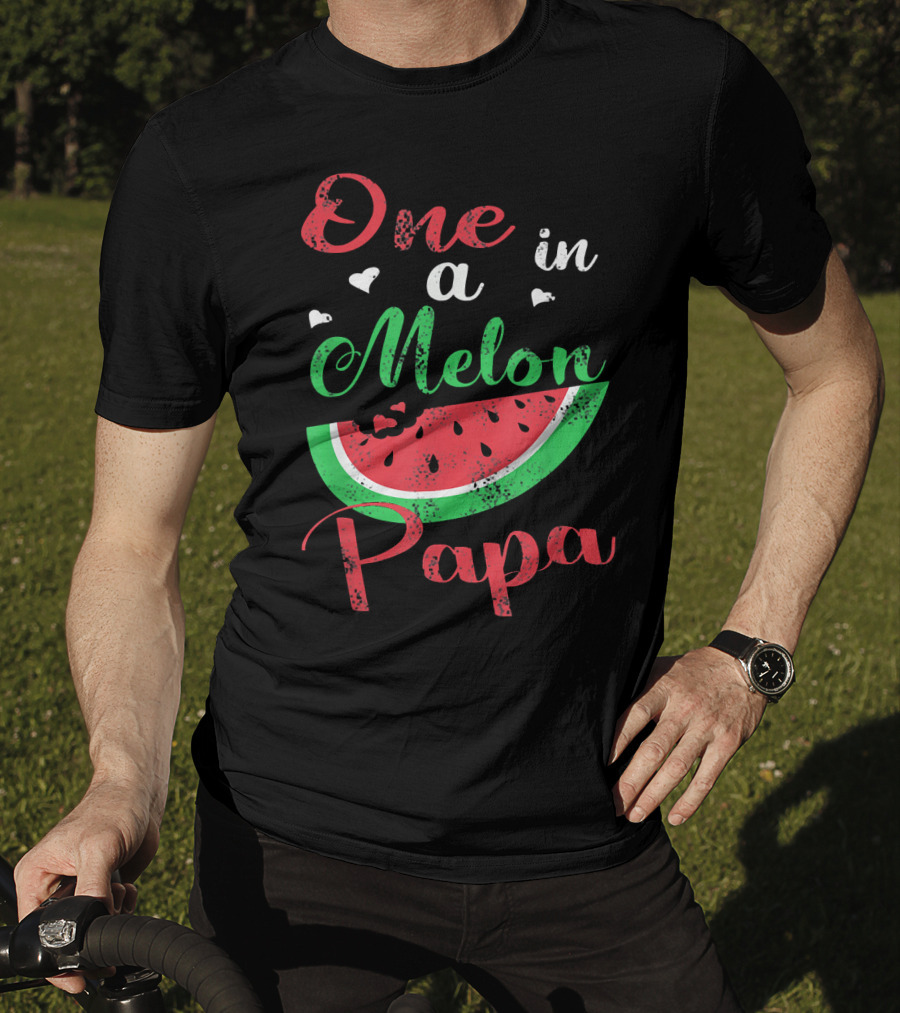 One In A Melon Papa Mens Watermelon Heart Graphics T-Shirt