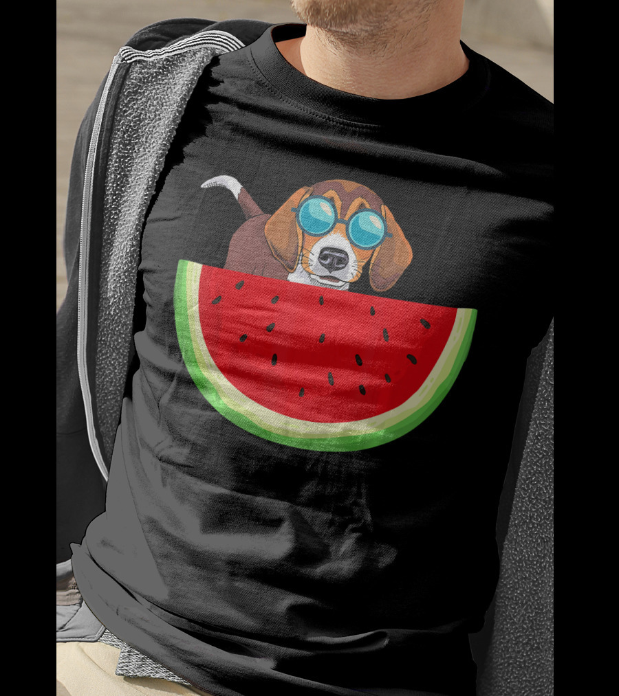 Beagle With Sunglasses And Watermelon Slice T-Shirt
