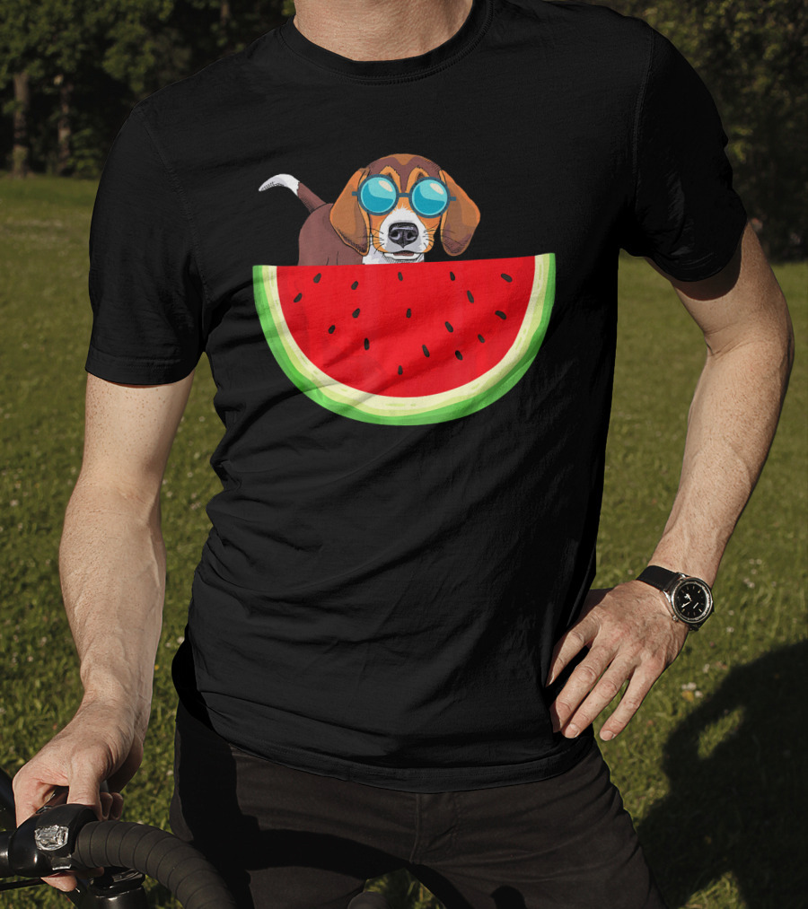 Beagle With Sunglasses And Watermelon Slice T-Shirt