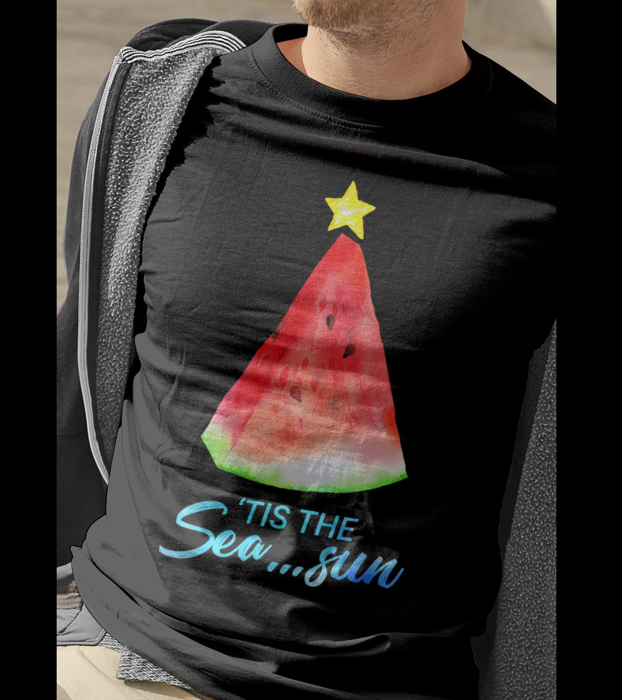 'Tis The Sea Sun Watermelon Christmas Tree T-Shirt