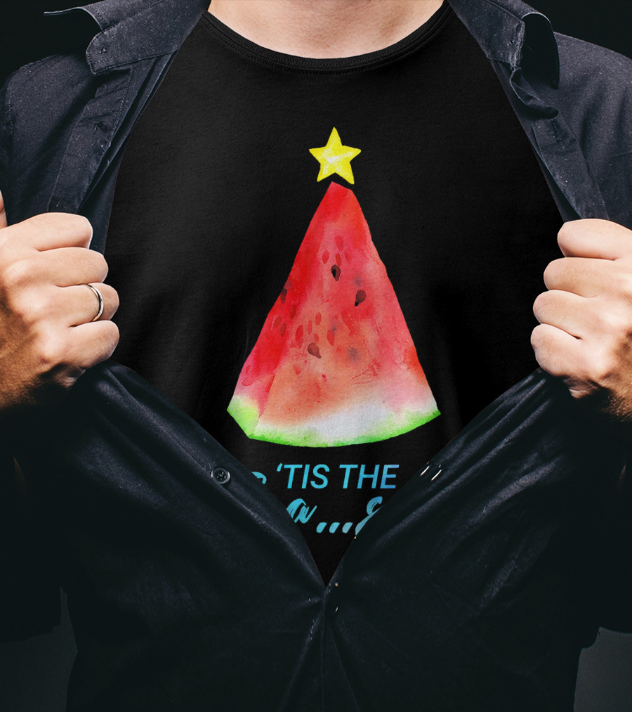 'Tis The Sea Sun Watermelon Christmas Tree T-Shirt