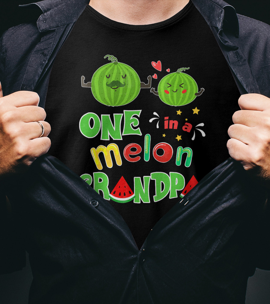 One In A Melon Grandpa Watermelon Summer Tropic T-Shirt