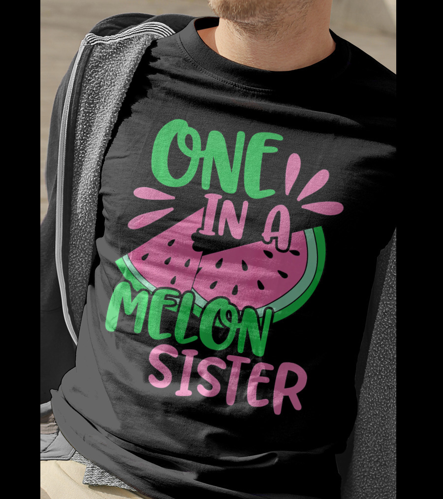 One In A Melon Sister Cute Pink Watermelon T-Shirt
