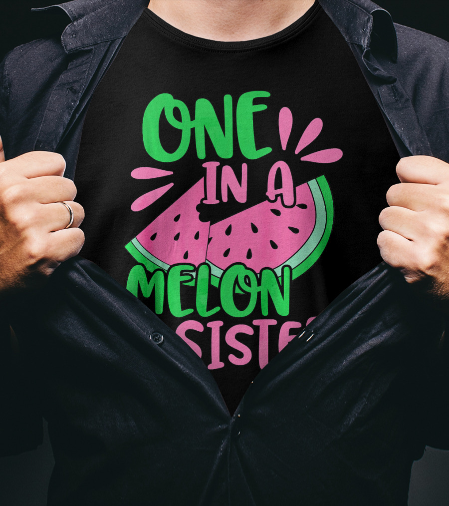 One In A Melon Sister Cute Pink Watermelon T-Shirt