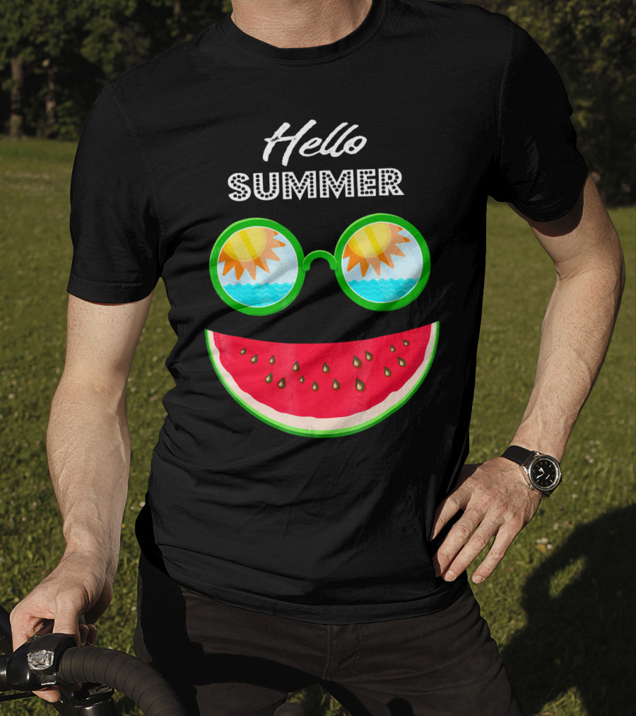 Hello Summer Watermelon Smile Sunglasses T-Shirt