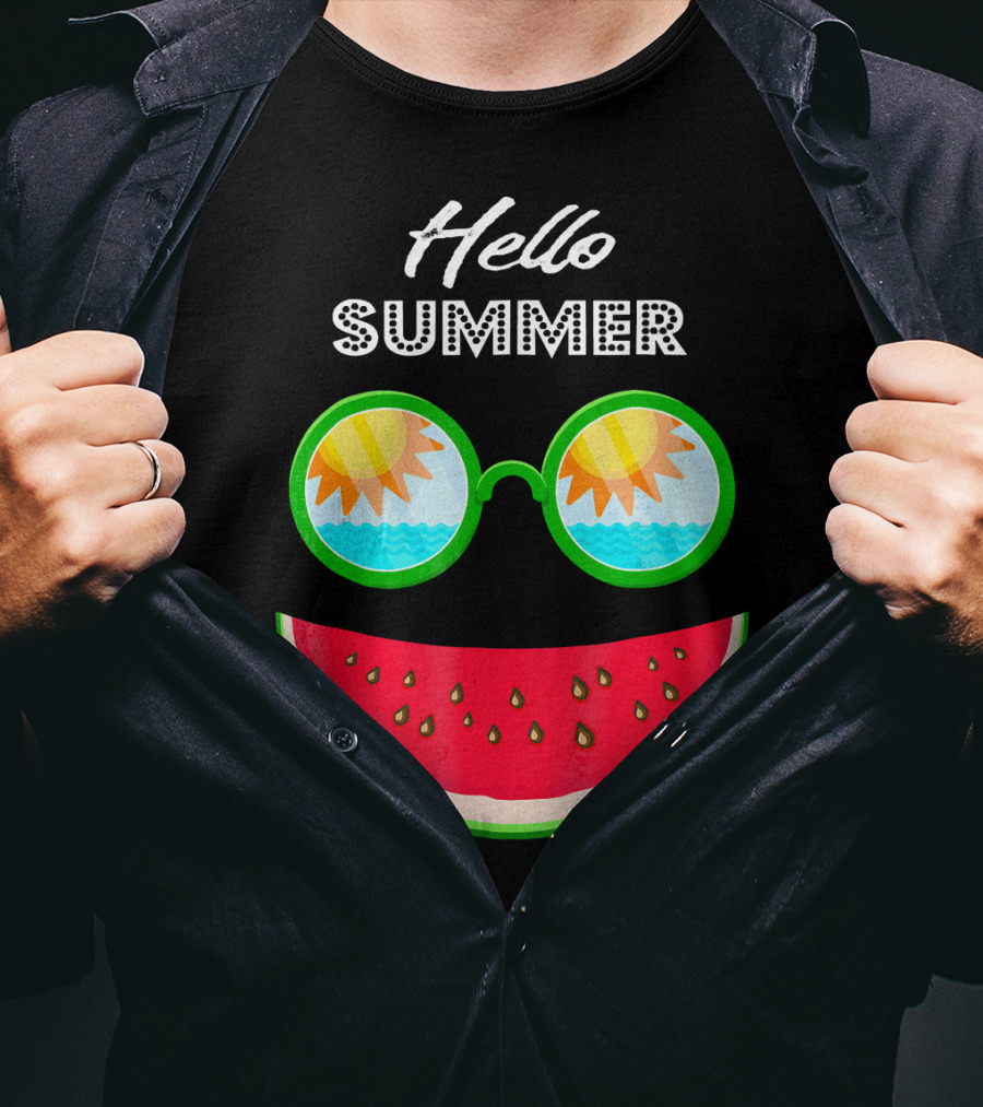 Hello Summer Watermelon Smile Sunglasses T-Shirt