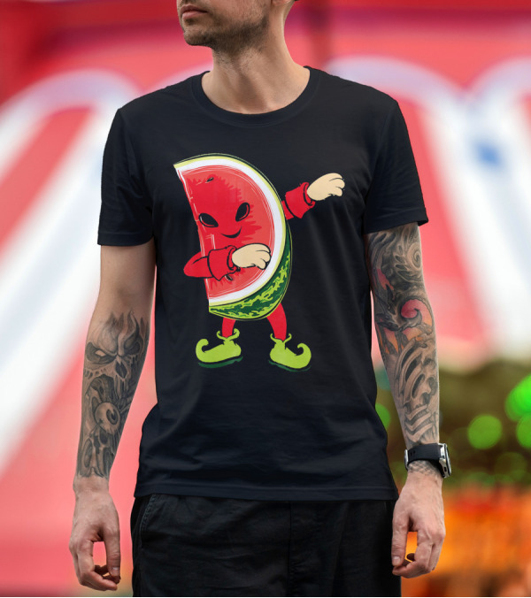 Premium T-Shirt: Funny Dabbing Watermelon Dab Character with Green Shoes T-Shirt Funny Dabbing Watermelon Dab Character with Green Shoes T-Shirt