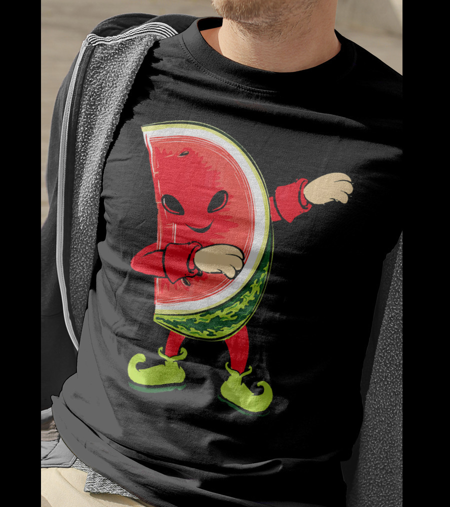 Funny Dabbing Watermelon Dab Character With Green Shoes T-Shirt