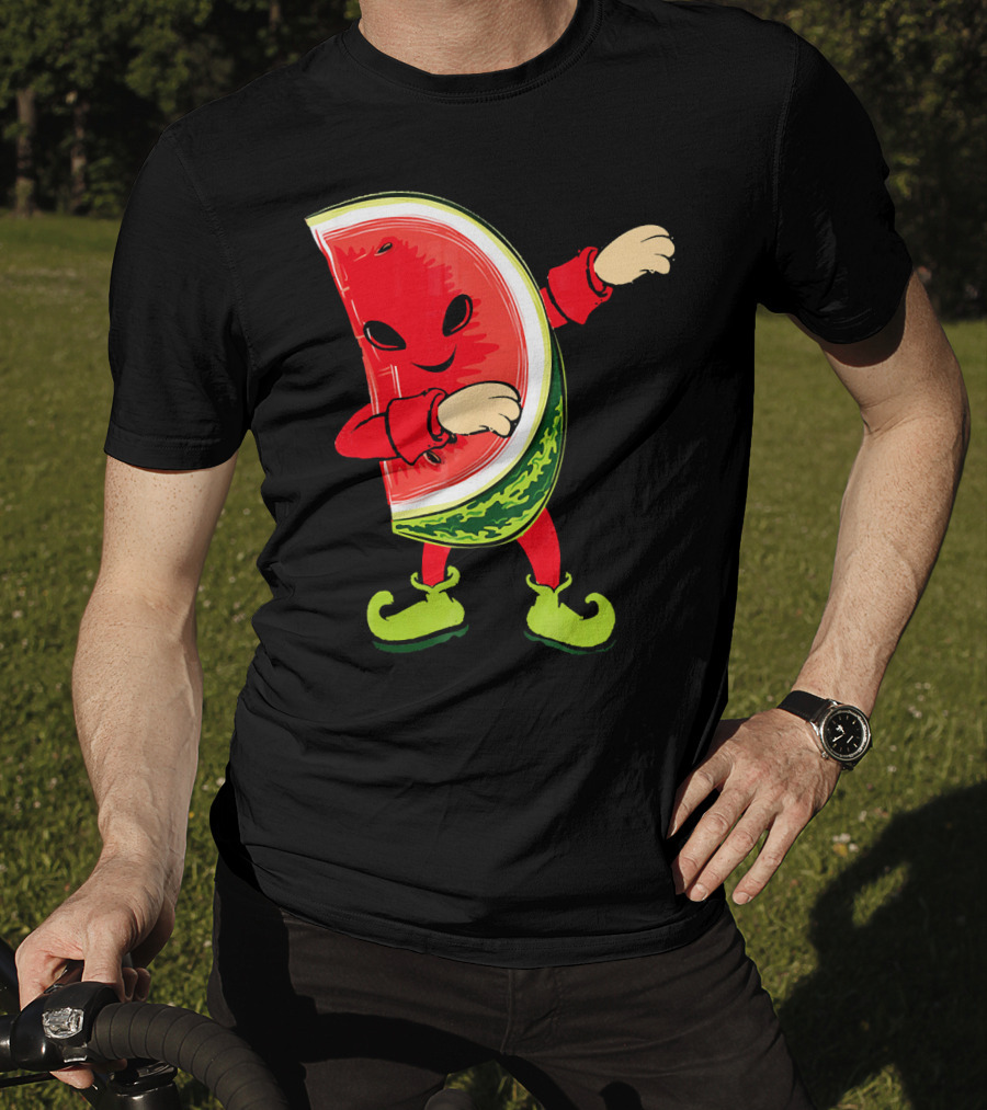 Funny Dabbing Watermelon Dab Character With Green Shoes T-Shirt