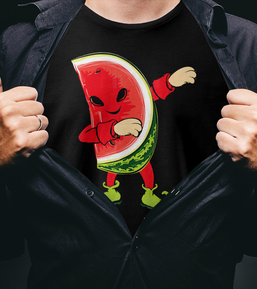 Funny Dabbing Watermelon Dab Character With Green Shoes T-Shirt