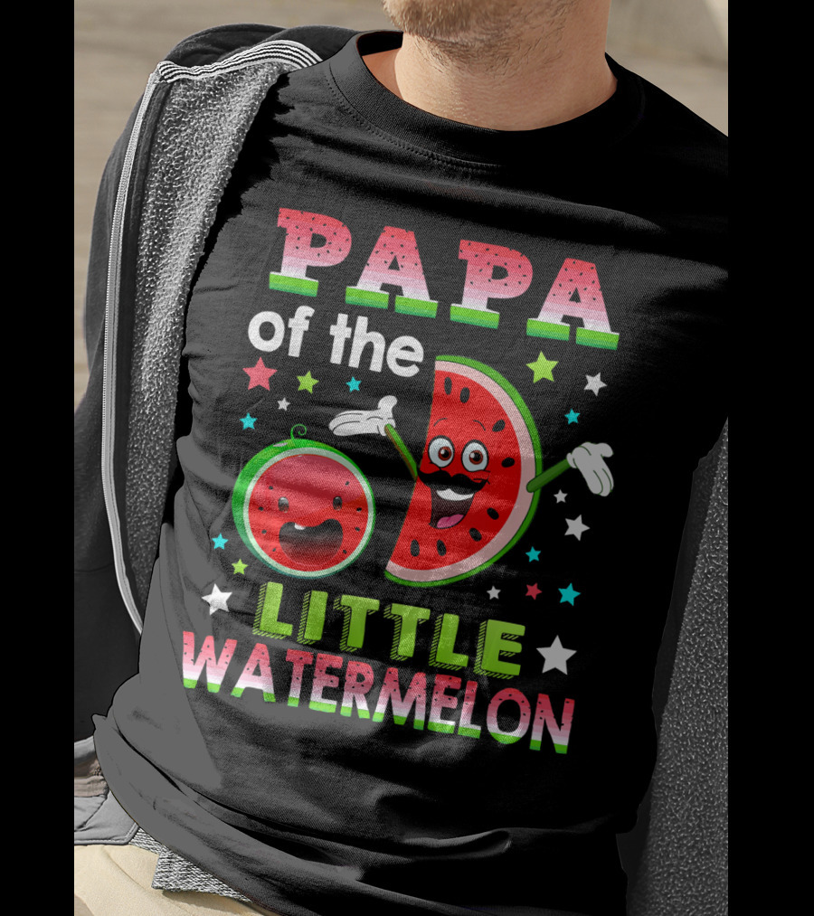 Papa Of The Little Watermelon Fun Matching Birthday T-Shirt