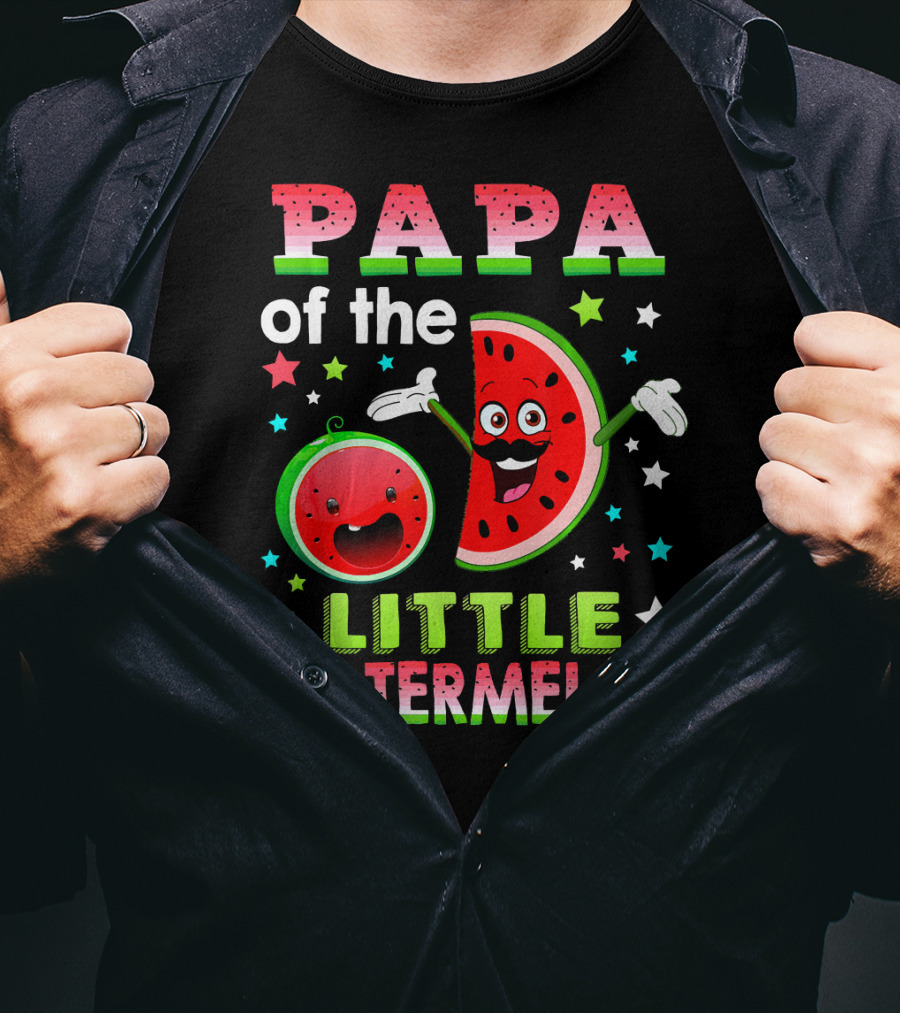 Papa Of The Little Watermelon Fun Matching Birthday T-Shirt