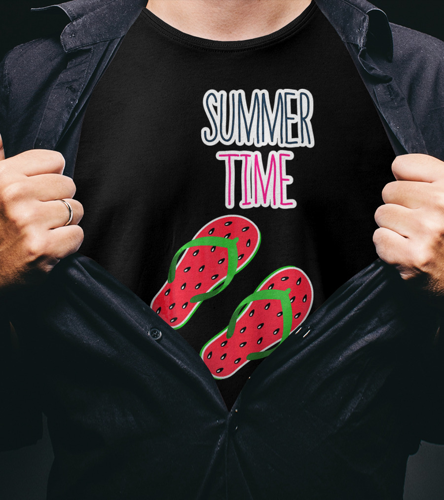 Summer Time Watermelon Flip Flop Fun T-Shirt