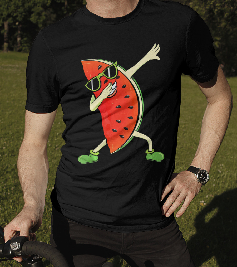 Dabbing Watermelon Slice Kawaii Melon Summer With Sunglasses T-Shirt