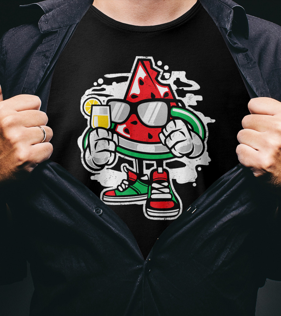 Funny Watermelon Sunglasses Juice Sneakers T-Shirt