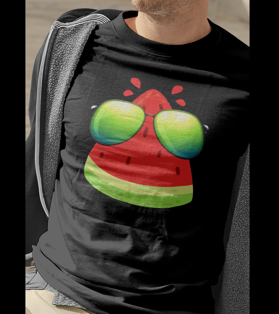 Melon Glasses Cool Watermelon Slice With Sunglasses T-Shirt