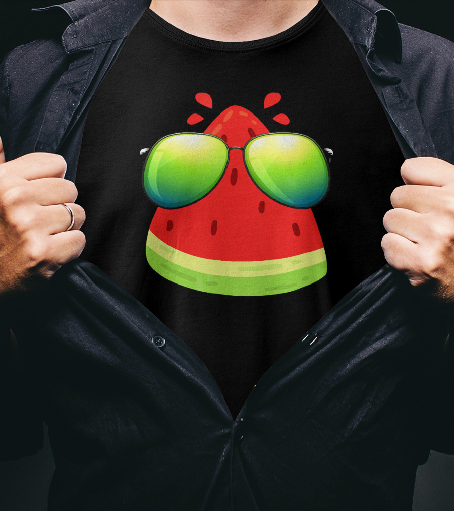 Melon Glasses Cool Watermelon Slice With Sunglasses T-Shirt