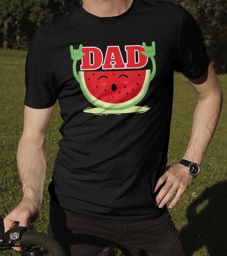 Mens Watermelon Dad Melon Rock Hands Juicy T-Shirt