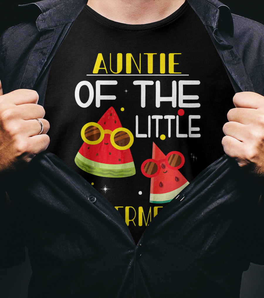 Auntie Of The Little Watermelon Cute Sunglasses Fun T-Shirt
