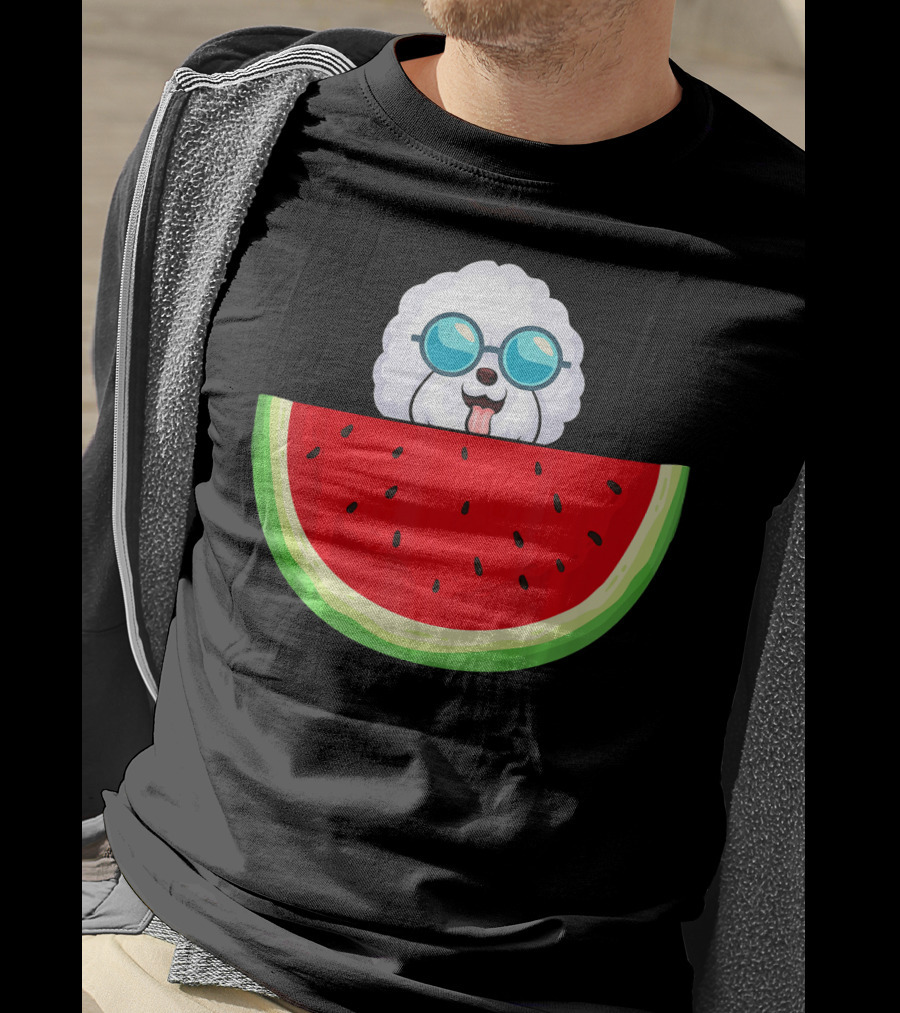 Bichon Frise With Sunglasses And Watermelon Slice T-Shirt